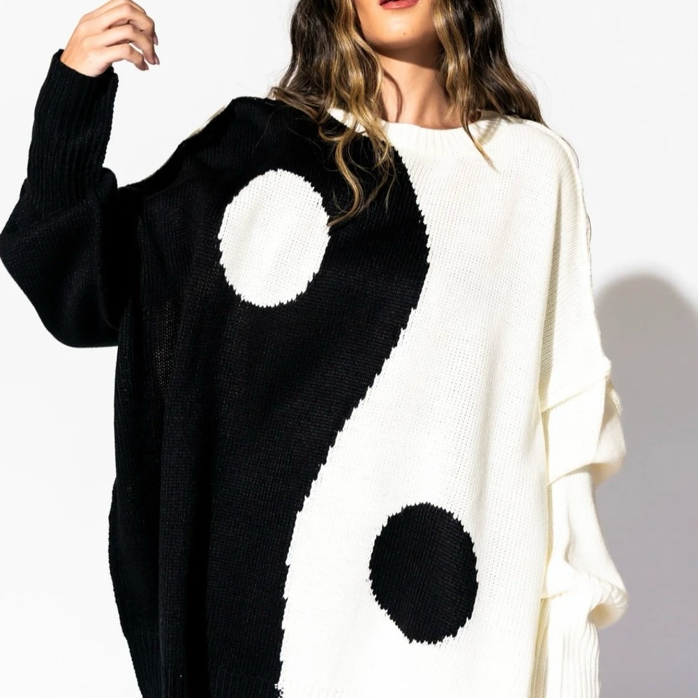 Dressed in LALA Black and White Yin Yang Sweater